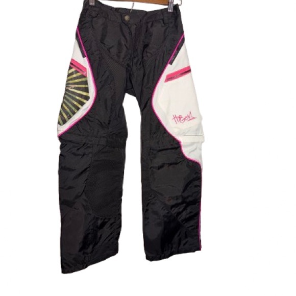 Girls Gem Black, White & Pink Motorcycle Riding Pants with Removable Pant Legs - Picture 15 of 15